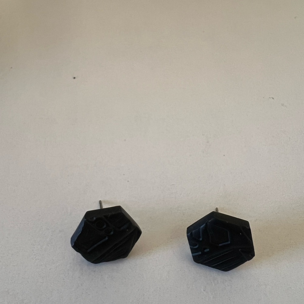 Black Geometric Stud Earrings